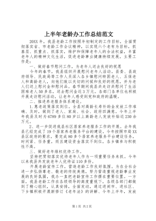 2024年上半年老龄办工作总结范文