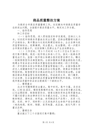 2024年商品质量整治方案