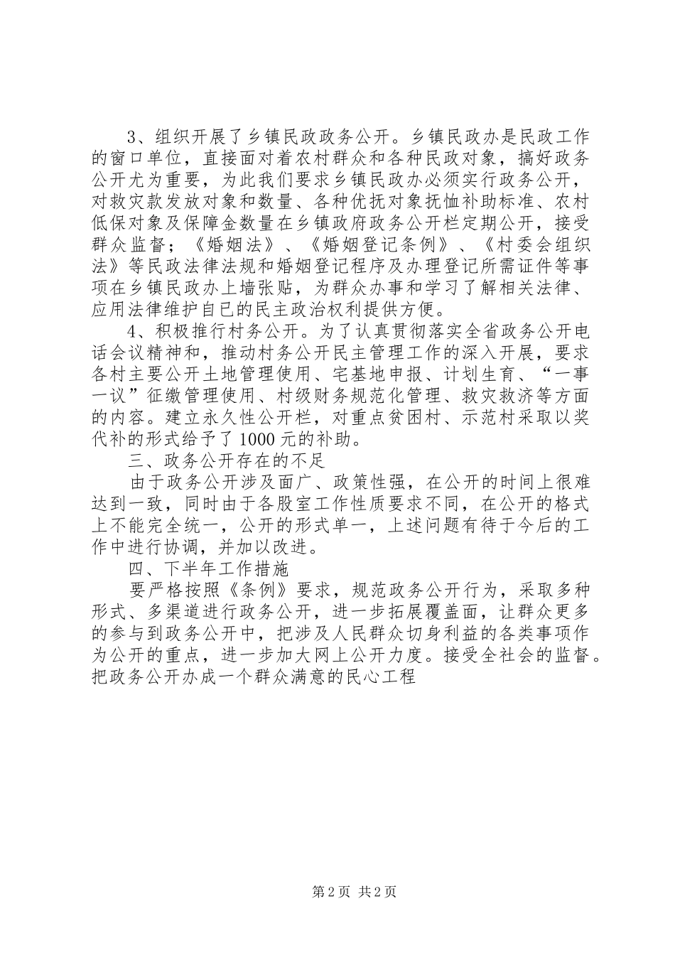2024年上半年民政局政务公开工作总结总结_第2页