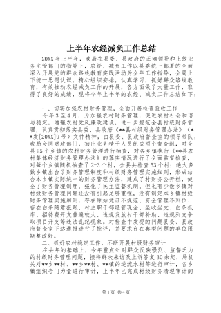 2024年上半年农经减负工作总结