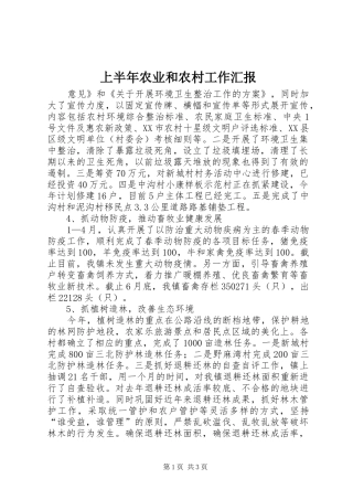 2024年上半年农业和农村工作汇报