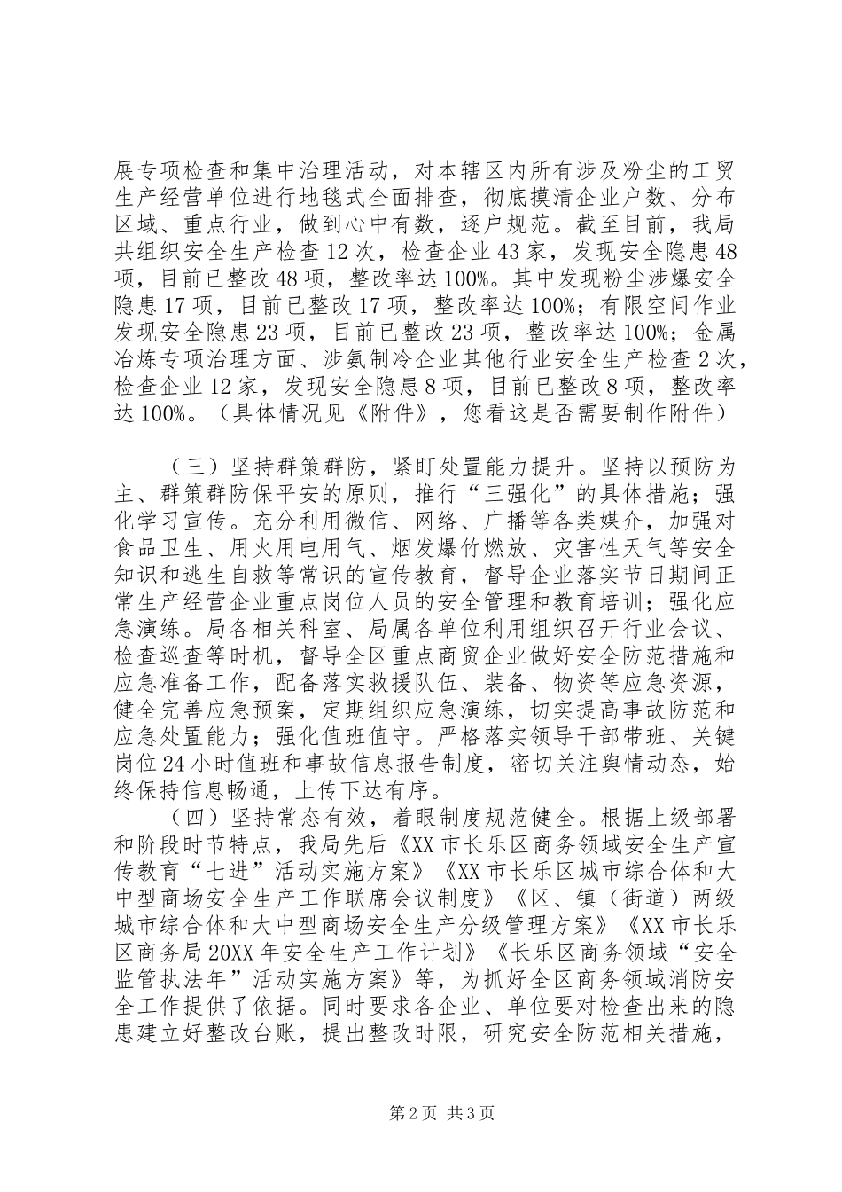 2024年商务领域安全大排查大整治专项行动总结_第2页