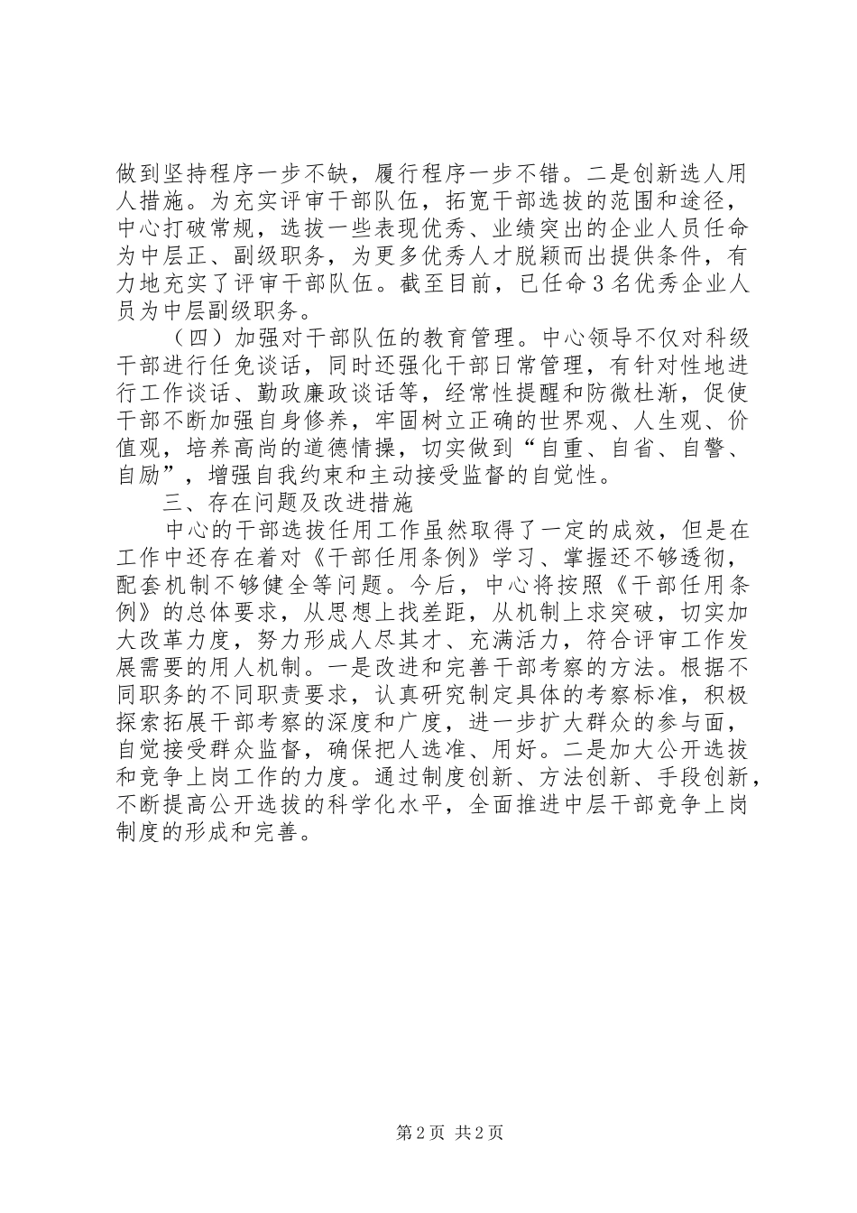 2024年区评审中心干部选拔任用工作总结_第2页