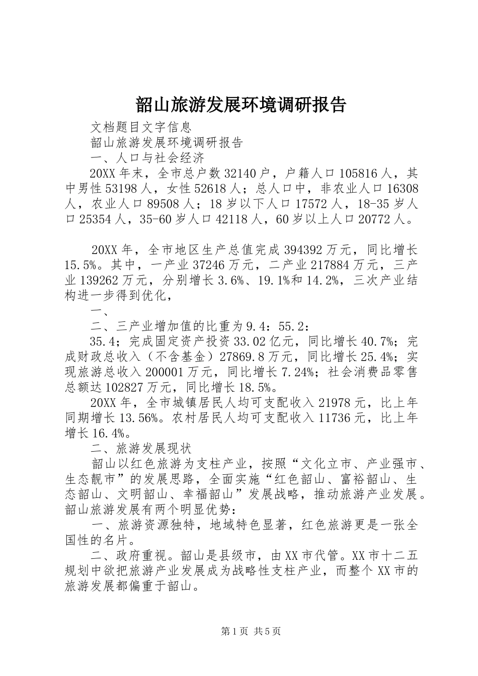 2024年韶山旅游发展环境调研报告_第1页