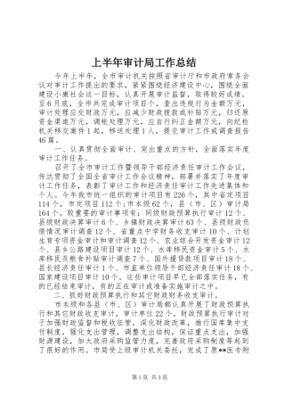 2024年上半年审计局工作总结