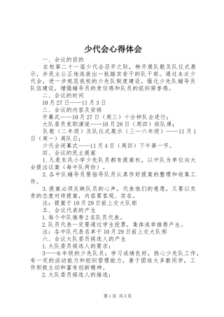 2024年少代会心得体会