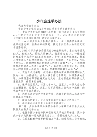 2024年少代会选举办法
