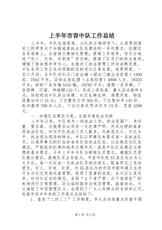 2024年上半年市容中队工作总结