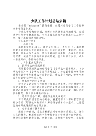 2024年少队工作计划总结多篇