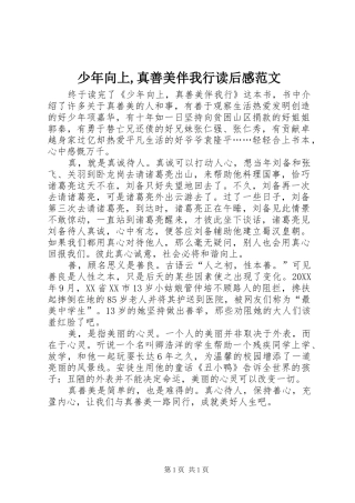 2024年少年向上真善美伴我行读后感范文