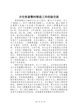 2024年少生快富整村推进工作经验交流
