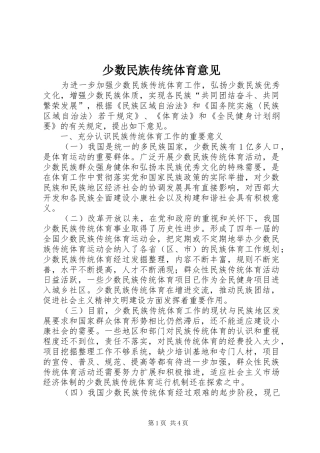 2024年少数民族传统体育意见