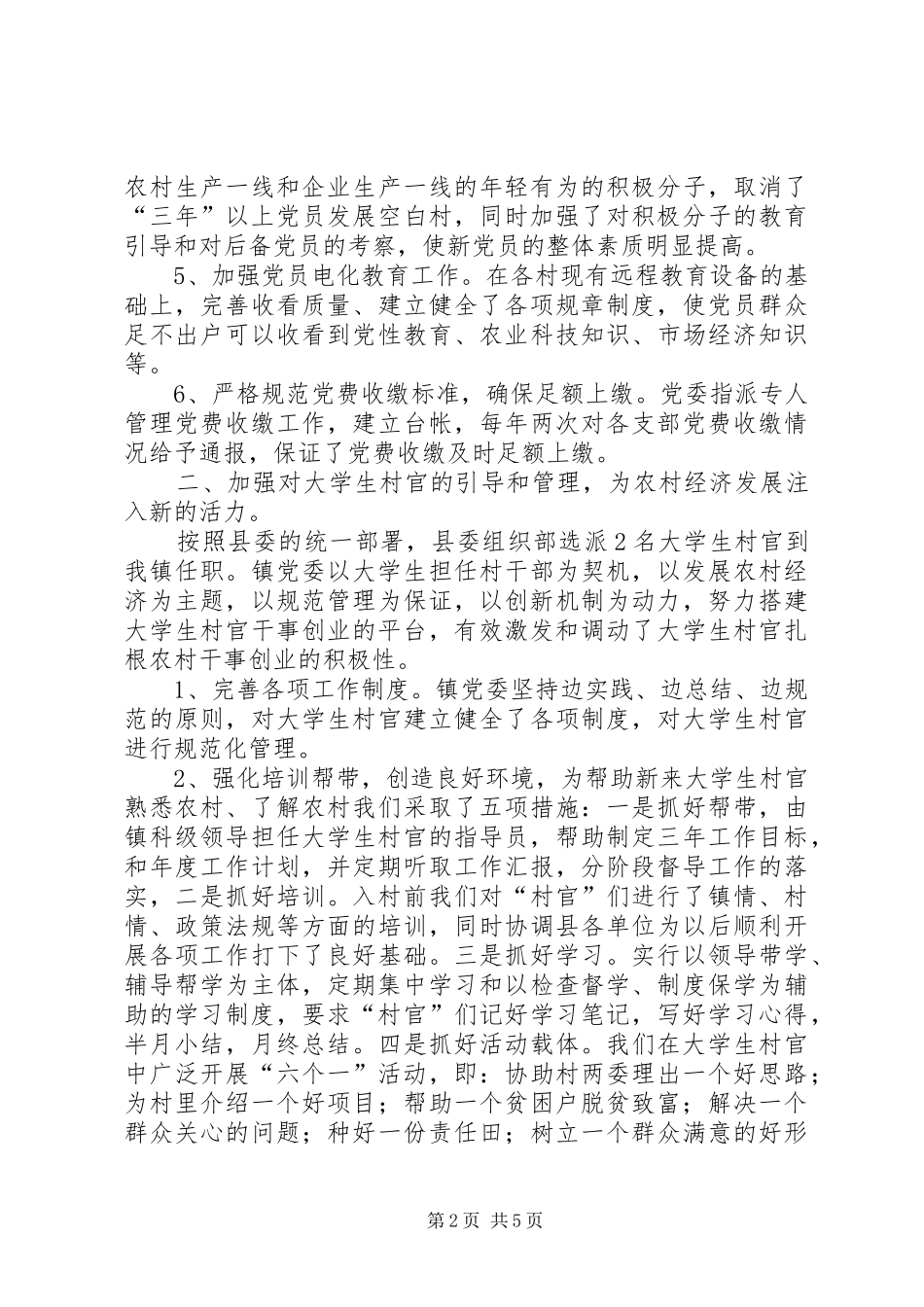 2024年上半年乡镇基层组织工作总结_第2页