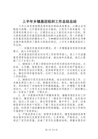 2024年上半年乡镇基层组织工作总结总结