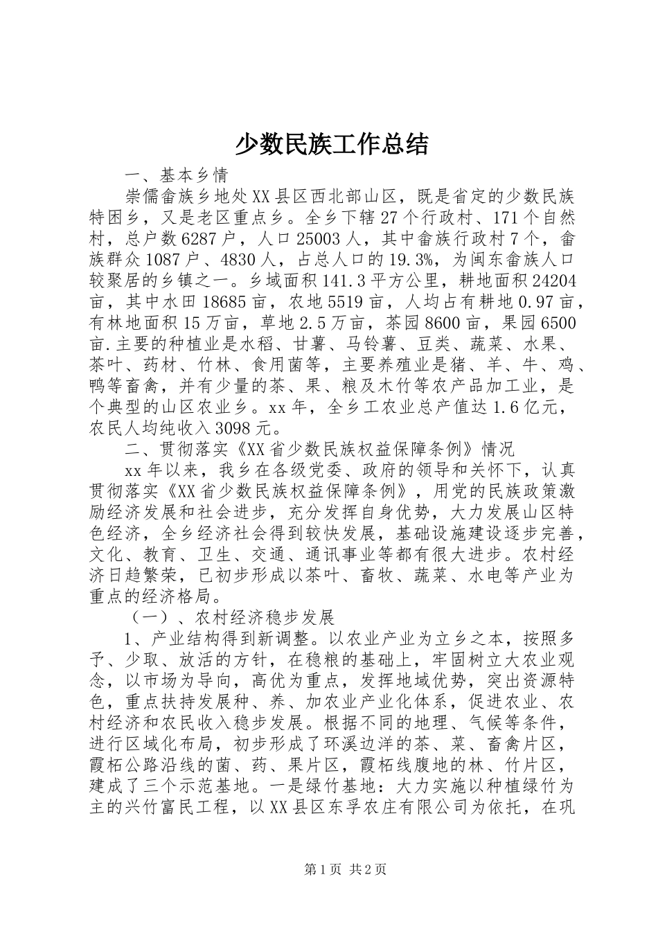 2024年少数民族工作总结_第1页