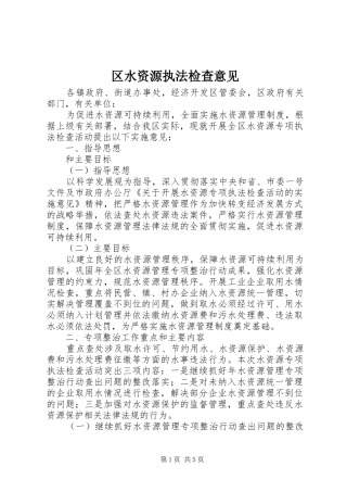 2024年区水资源执法检查意见
