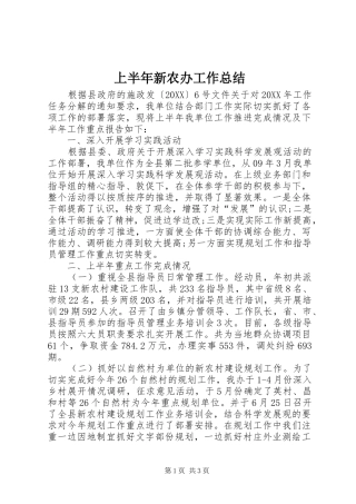 2024年上半年新农办工作总结