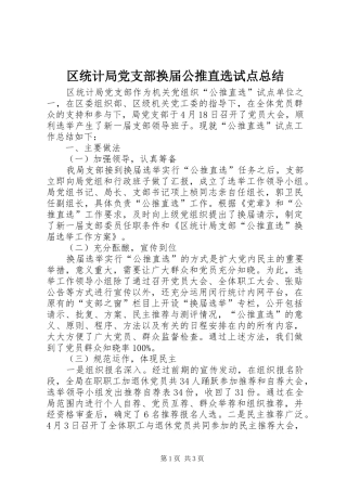 2024年区统计局党支部换届公推直选试点总结