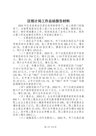 2024年区统计局工作总结报告材料