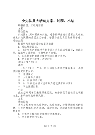 2024年少先队重大活动方案过程小结