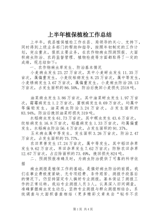 2024年上半年植保植检工作总结