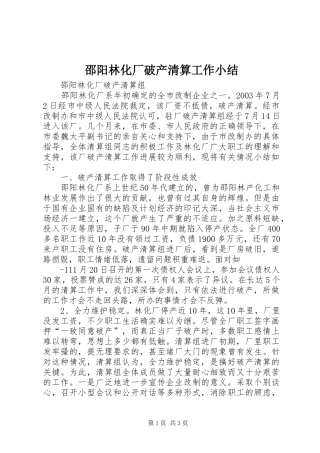 2024年邵阳林化厂破产清算工作小结