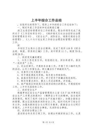 2024年上半年综合工作总结