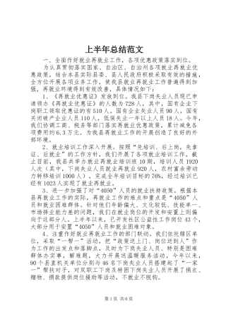 2024年上半年总结范文