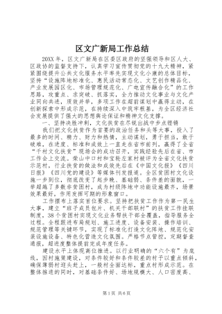 2024年区文广新局工作总结