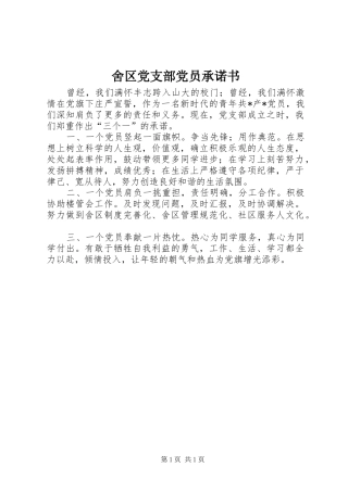 2024年舍区党支部党员承诺书