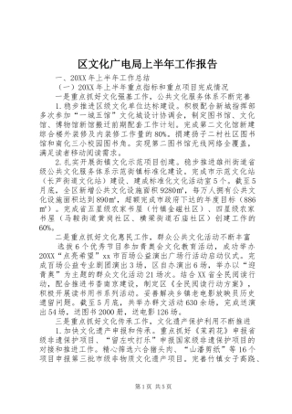 2024年区文化广电局上半年工作报告