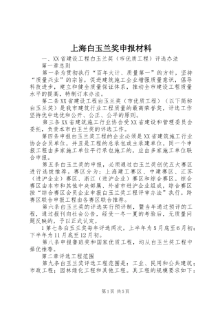 2024年上海白玉兰奖申报材料