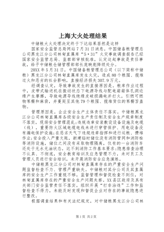 2024年上海大火处理结果
