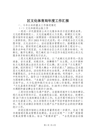 2024年区文化体育局年度工作汇报