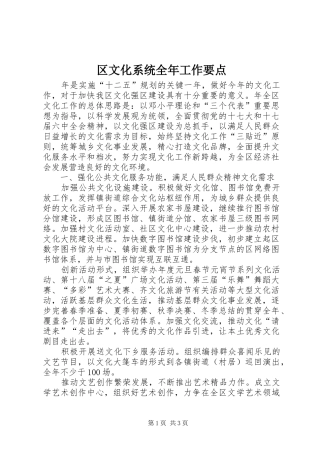 2024年区文化系统全年工作要点