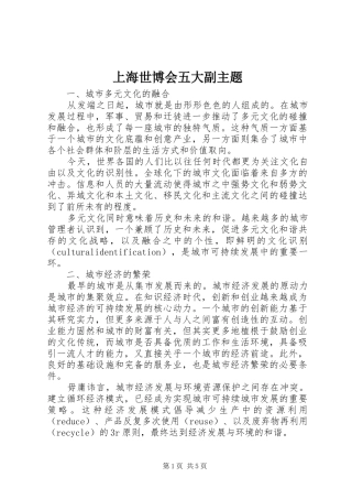 2024年上海世博会五大副主题