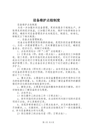 2024年设备维护点检制度