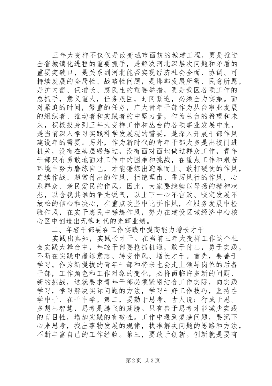 2024年区长青年干部致辞稿_第2页