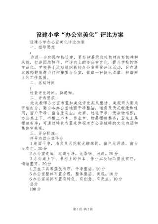 2024年设建小学办公室美化评比方案