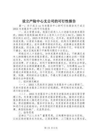 2024年设立产险中心支公司的可行性报告