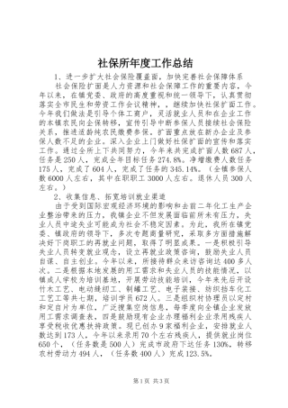 2024年社保所年度工作总结