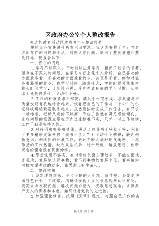 2024年区政府办公室个人整改报告