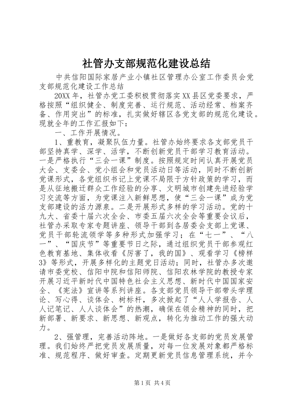 2024年社管办支部规范化建设总结_第1页