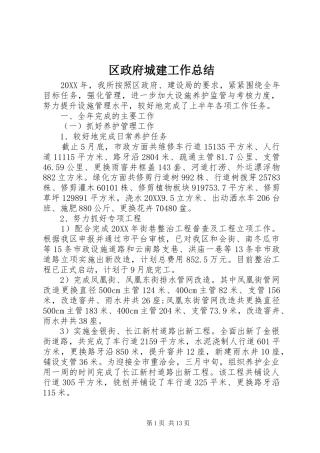 2024年区政府城建工作总结