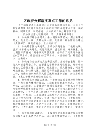 2024年区政府分解落实重点工作的意见