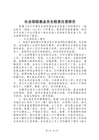 2024年社会保险基金安全检查自查报告