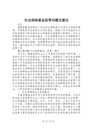 2024年社会保险基金监管问题及建议