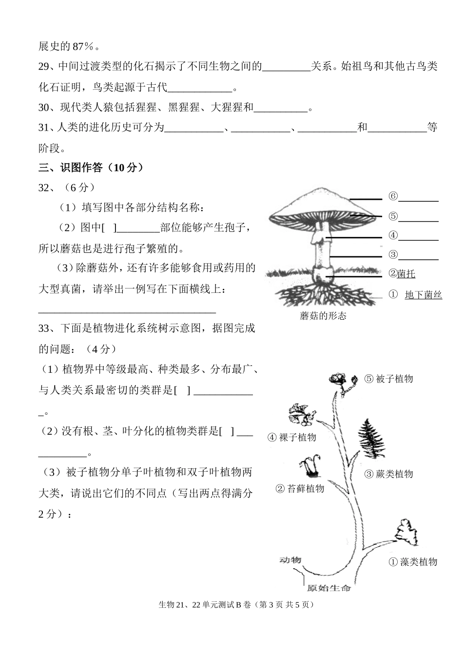 北师大版八年级生物第2122章单元测试B卷(附答案)_第3页