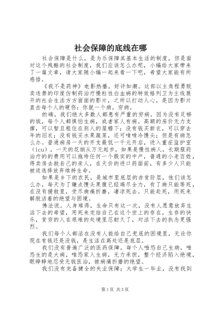 2024年社会保障的底线在哪