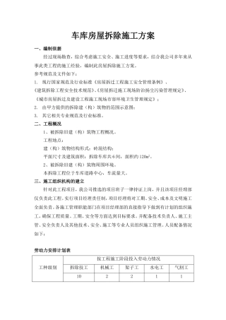 厂房、库房拆除工程施工组织设计方案